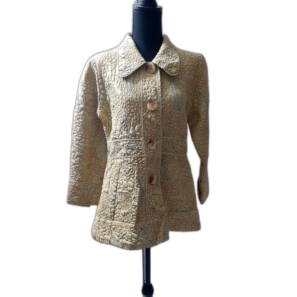 kiko Women’s Short  Green Jacket 100 % silk 2 pockets  Size M Y2K # 132